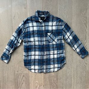 Rails Jackson White Blue Admiral Flannel Plaid Button Up Top Women’s Size S